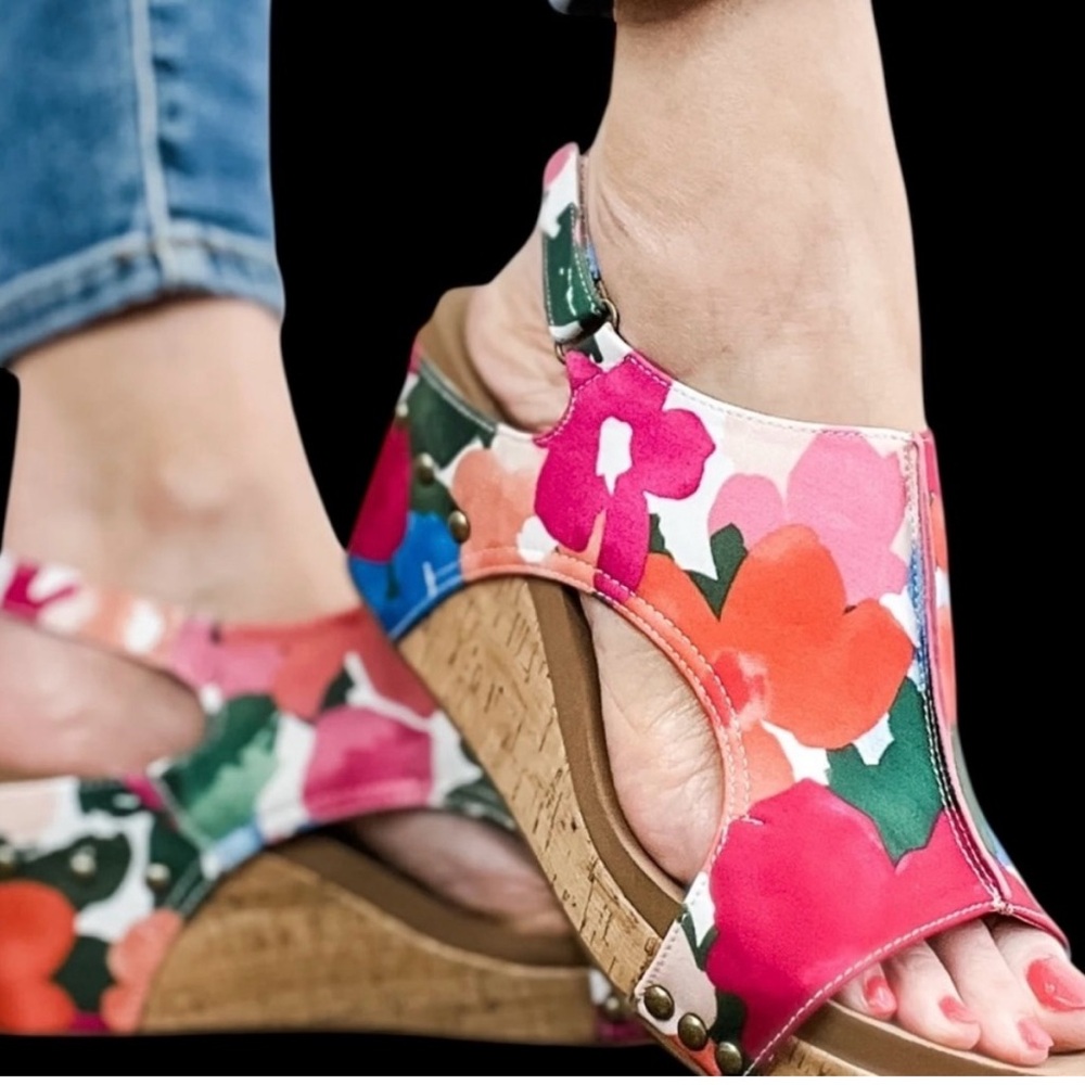 Corkys Carly Colorful “Flowers” Wedge Sandals - Picture 7 of 7